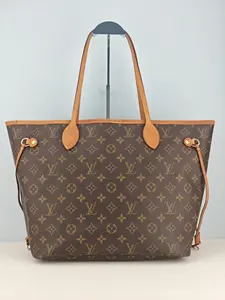 Pre-owned Monogram coated canvas with natural leather trim Shoulder Bags Louis Vuitton Neverfull MM Tote Bag【LM2119】