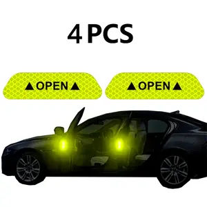 4pcs Car Door Reflective Warning Stickers: Enhance Visibility & Safety with Easy-to-Apply Decals