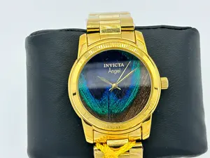 BRAND NEW Invicta Angel Ladies Quartz Watch 38mm StainlessSteel Gold Peacock Feather Watch