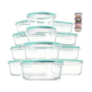 Stackable Kitchen Must-Have 12-Pack Glass Bowls with One-Piece Locking Lids for Leftover Storage Safe for Microwave Oven & Freezer