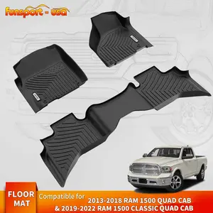 YINTATECH Custom Floor Mats Fit for 2013-2018 Dodge Ram 1500 Quad Cab, 2019-2024 Dodge Ram 1500 Classic Quad Cab (NOT for New Body), All Weather Front & 2nd Seat Floor Liners