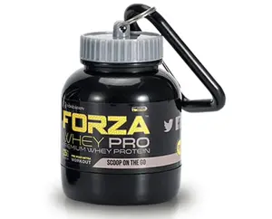 Forzagen Protein Tub Keychain Portable Compact Storage Container for Supplements Easy-to-Open Cap Rustproof Leak-Proof Design Reusable On-the-Go Use