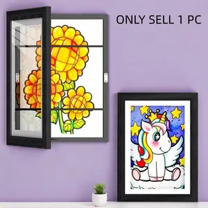 Magnetic Frame, Creative Kids Art Display Stand, Front-Opening Replaceable Picture Wood Frame, Home Decor Accessory, Art Showcase