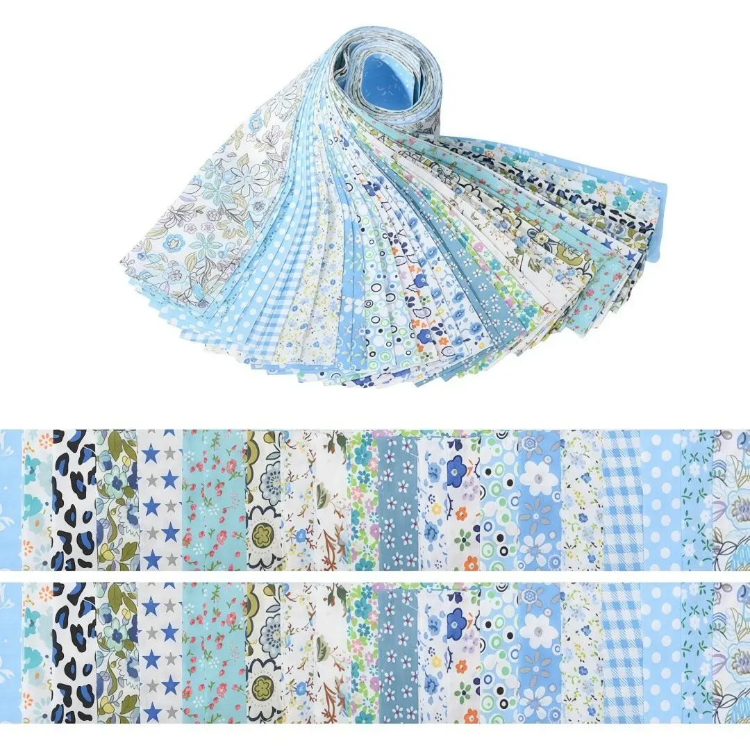 40 Piece DIY Elegant Floral Durable Fabric Kit, Handmade Cotton Strips, Sewing Materials, Pre-Cut Patterns, Printed Fabrics, Floral Printed Patchwork, Quilting Strips, Craft Supplies