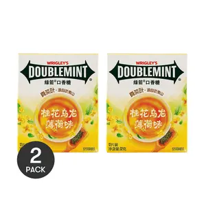 DOUBLEMINT Gum 2 Packs - Osmanthus Oolong Mint Flavor, 12 Pieces/Pack (32g) - Long-Lasting Fresh Breath, Unique Tea Aroma
