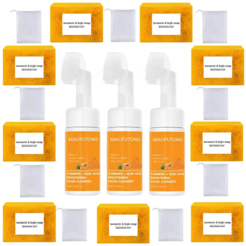 Turmeric Wash and Care two PieceSet, Turmeric Cleansing Mousse, Turmeric Soap Facial Cleansing Skincare Cleanser Facial Wash Comfort summerwins DealsForYouDays