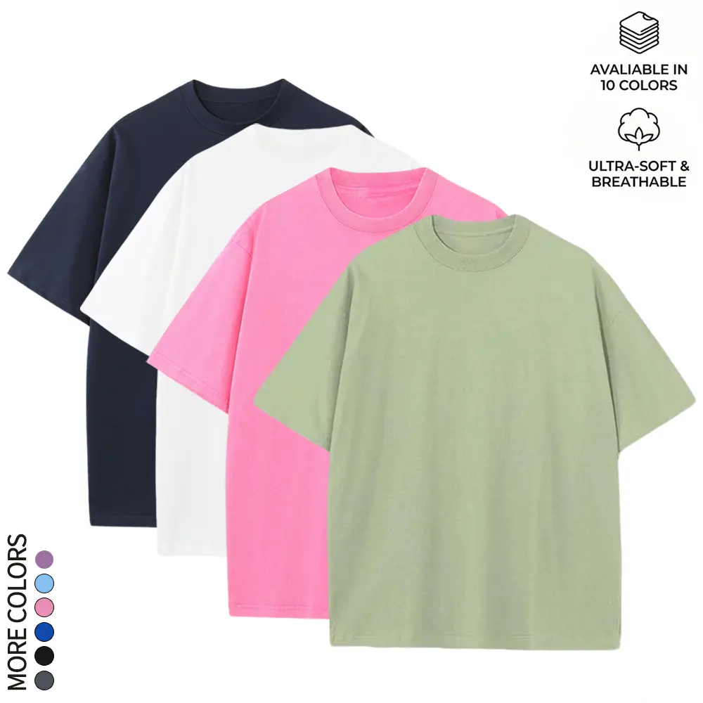 4 Pack Ultra Soft, Breathable, Skin Friendly Base Layer T Shirts — Plus Size, Casual & Versatile Solid Color Loose Fit Comfortable Short Sleeve Tops