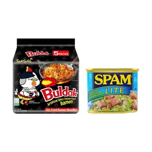 SAMYANG Korean Buldak Noodles Stir-Fried Ramen Hot Chicken Flavor5 Packs* 4.94oz+Lite Lunch Meat【2 Combo Packs】