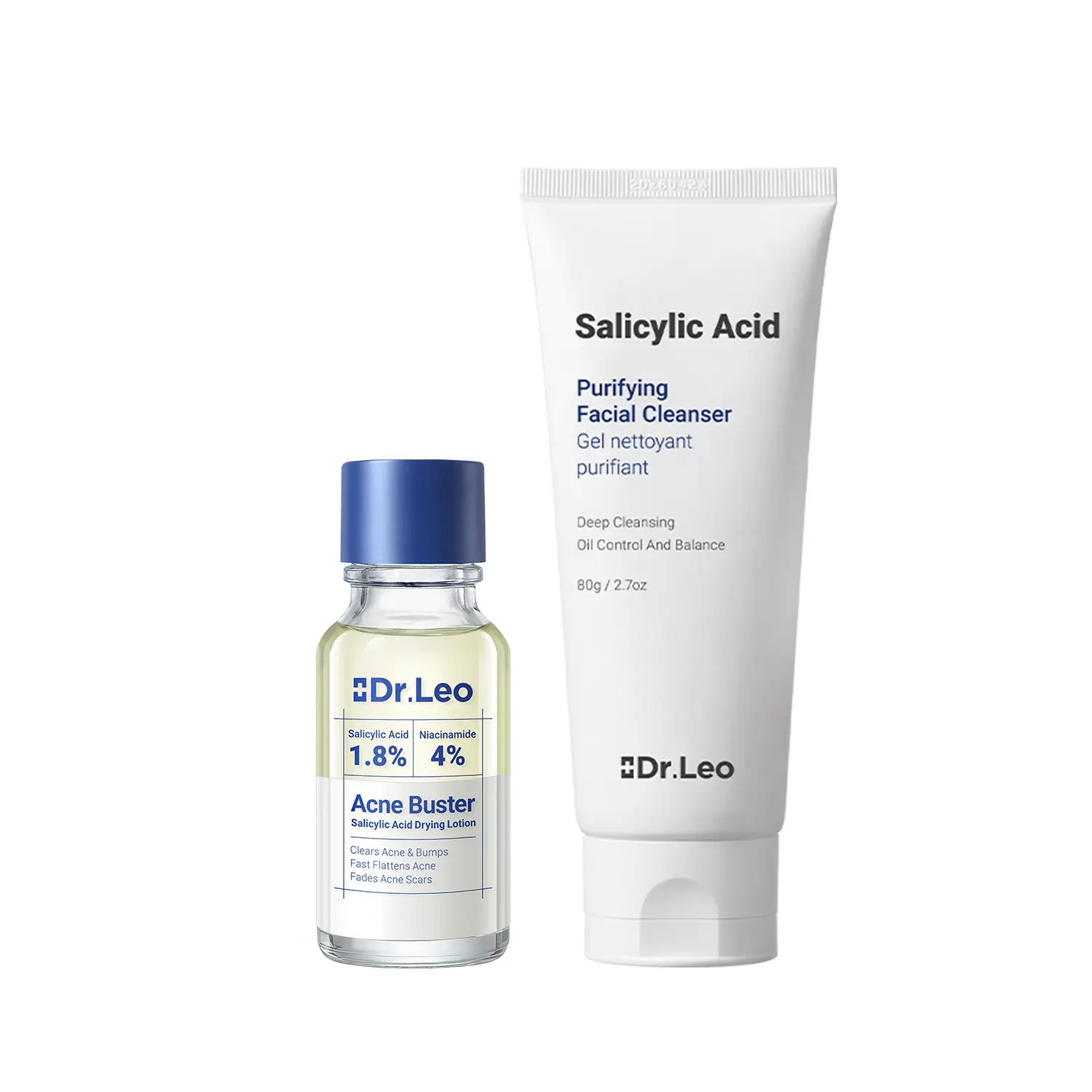 【On Sale】Dr.Leo Clear Skin Set: Oil Control Facial Cleanser + Drying Lotion Plus with 1.8% Encapsulated Salicylic Acid & Niacinamide for 24H Acne Relief #DealsForYouDays