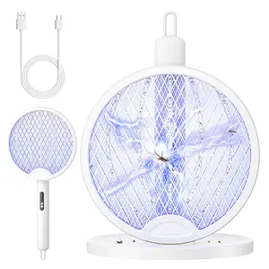 WINDLAB 2 in 1 Mosquito Killer Racket, 4000V Foldable Electric Fly Swatter with Charging Base & Purple Light, Rechargeable 1800mAh Bug Zapper Indoor for Home, Patio, Backyard, Camping Use