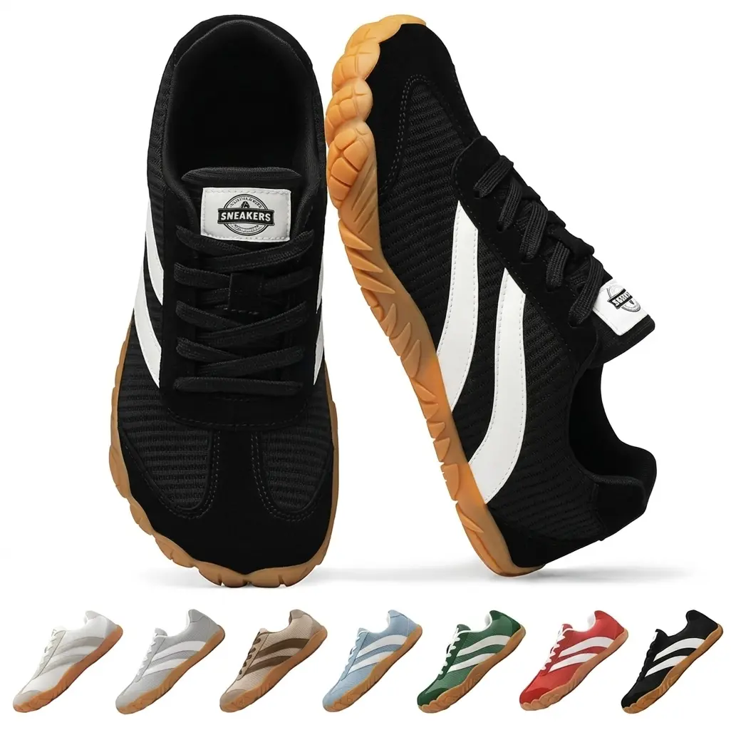 Barezoey Women's Barefoot Shoes - Wide Toe Box, 0 Drop, Non-Slip, Lightweight, Breathable, Ergonomic Insole Casual Trainers for Walking, Exercise, All Seasons, Black/Blue/Green Footwear, Sporty Chic, Trail Running, Leather Patch, Unisex Fit, Walking Hikin