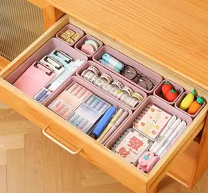 16Piece Drawer Storage Organizer Set Adjustable Size Plastic Divider Bins Durable Reusable Lightweight Washable Design Multipurpose Desktop Drawer Inserts For Bathroom Vanity Cosmetics Office Supplies Kitchen Small Items Bedroom Sundries Arrangement
