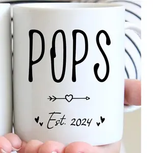 (Pops) Kisho Set Of 2 Mugs Lolli And Pops Grandparent Mug Set, Baby Announcement For Grandparents, Lolli Reveal Mug, Pops To Be Gift Lolli Mug Pop Pop Mug Pregnancy Announcement Mug