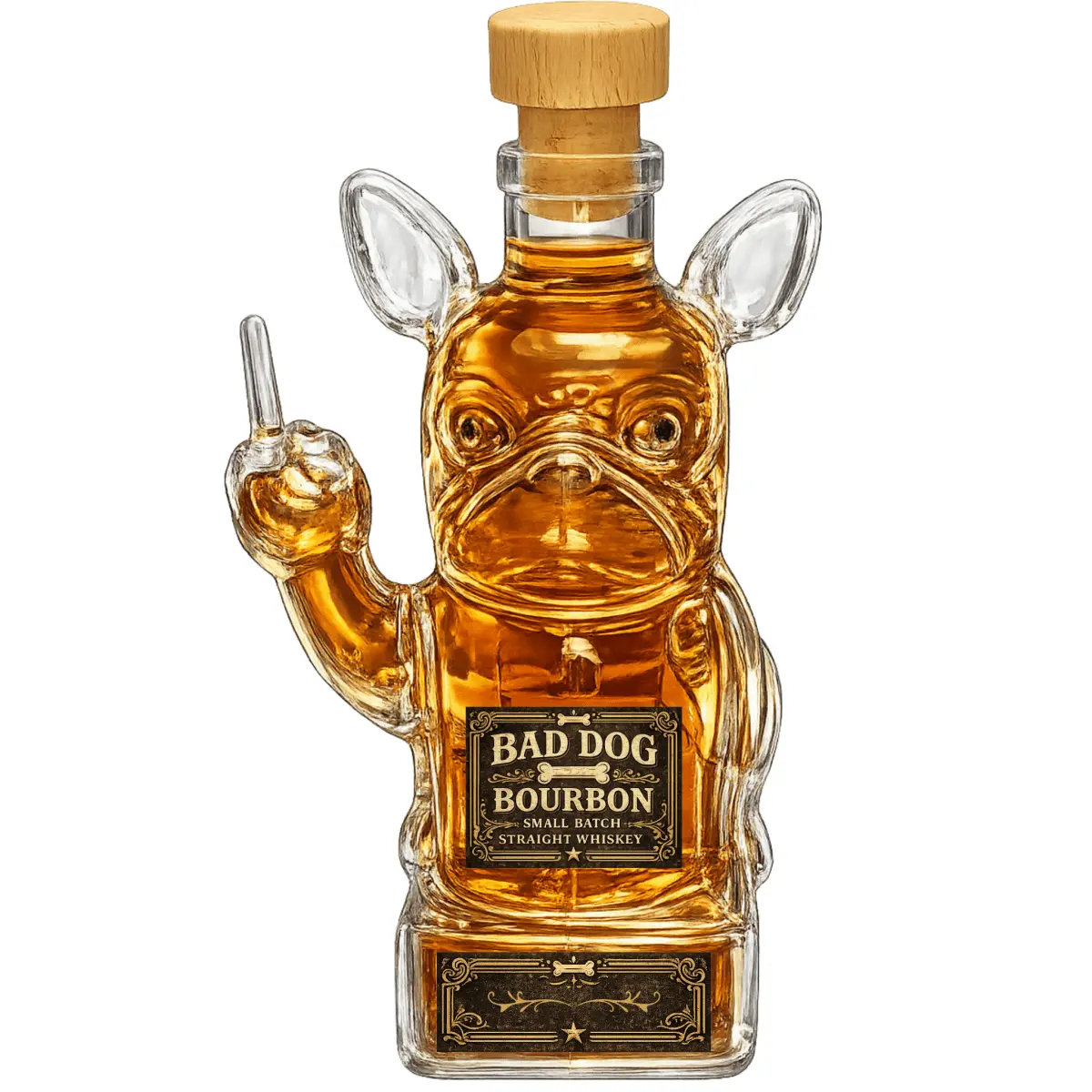 Bad Dog Bourbon Bulldog Glass Decanter – Funny Whiskey Bottle 350ml Bar Gift
