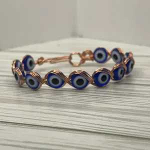 Evil Eye Genuine Copper or Stainless Steel Cuff Bracelet