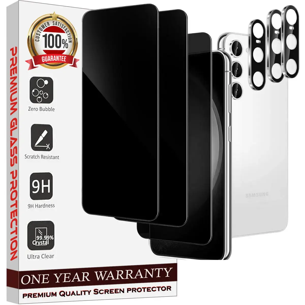 Entronix Case Privacy Screen Protector for Galaxy S22 with Camera Lens [3+3], Anti-Spy Tempered Film Protection Durable