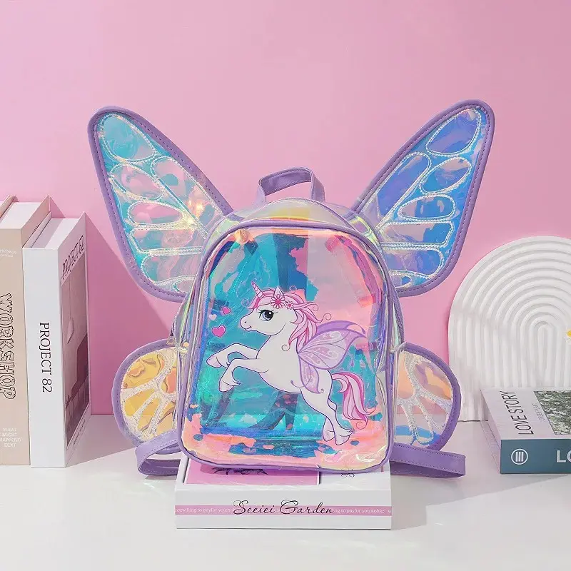 New Fashion Butterfly Wings Backpack Children's Backpack Cute Unicorn Transparent TPU Trendy Backpack