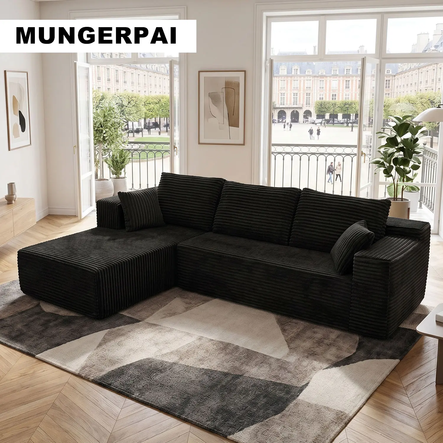 （2 packages shipped）110inch high-density sponge hardness 30D thickness 70cm No Assembly Modular Cloud Sofa Compression Couch in a Box automatically unfolds in 5seconds Deep Seat Memory Foam Sectional Couch for Small Apartment Living Room Bedroom Furniture