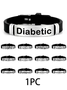 Medical ID Stainless Steel Silicone Bracelet, Creative Casual Personalized Gift, Diabetes Type 1 & 2 Bangle, Ideal Holiday Present