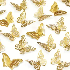 48pcs 3D Butterfly Wall Stickers, Decorative Sticker, Home Wall Decor Decals, Party Balloon Decoration, Craft Butterflies, Flower Bouquets, Floral Art Gifts
