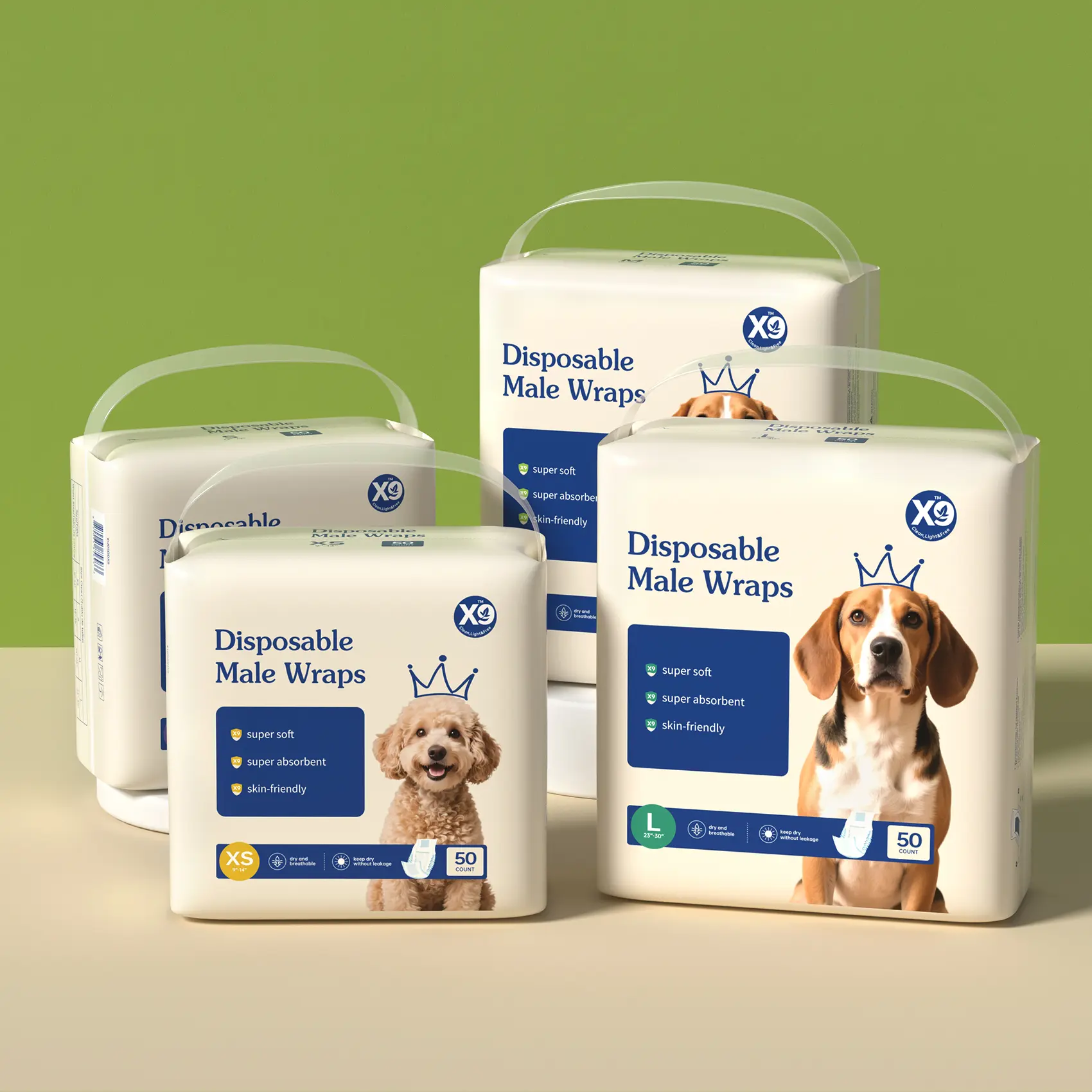 L size disposable male dog belly pocket, super-absorbent disposable puppy diaper, skin-friendly leak-proof dog wrap, used for burglary, travel, excitable urination and incontinence of elderly dogs.
