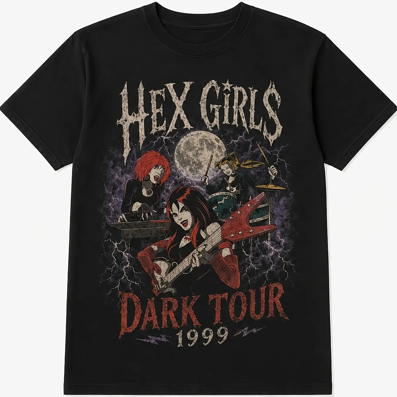 Women's Hex Girls Dark Tour 1999 T-Shirt - Cotton Soft Round Neck Tee with Iconic Print, Unisex Casual Streetwear Suitable for Daily Wear, Machine Washable Gift for Fans, Year-Round