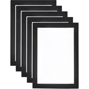 5 count Self Adhesive  Poster Frame Wall Sign Holder, 5"x7"  Picture Frame Document Display Window Sign Wall Mount for  Office Store Restaurant,Black
