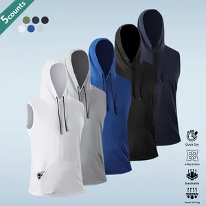 Men's Sleeveless Hooded Muscle Shirt - Quick Dry Moisture Wicking Gym Training T-Shirt, Breathable Sports Tank Top, Suitable for Workouts, Running & Casual Wear - Fits Men & Teens (Spring, Summer, Autumn, Winter), Gym Clothing, Sportswear, High Performanc