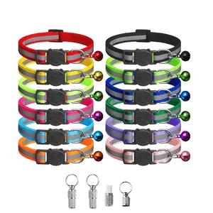 14 Pack Reflective-Breakaway Cat Collars with Bells,Safety Buckle Kitten Collar,with Name Tag,Adjustable,Ideal for Girl Cats Male Cats,Pet Supplies,Stuff,Accessories12 Colors+2 Tags