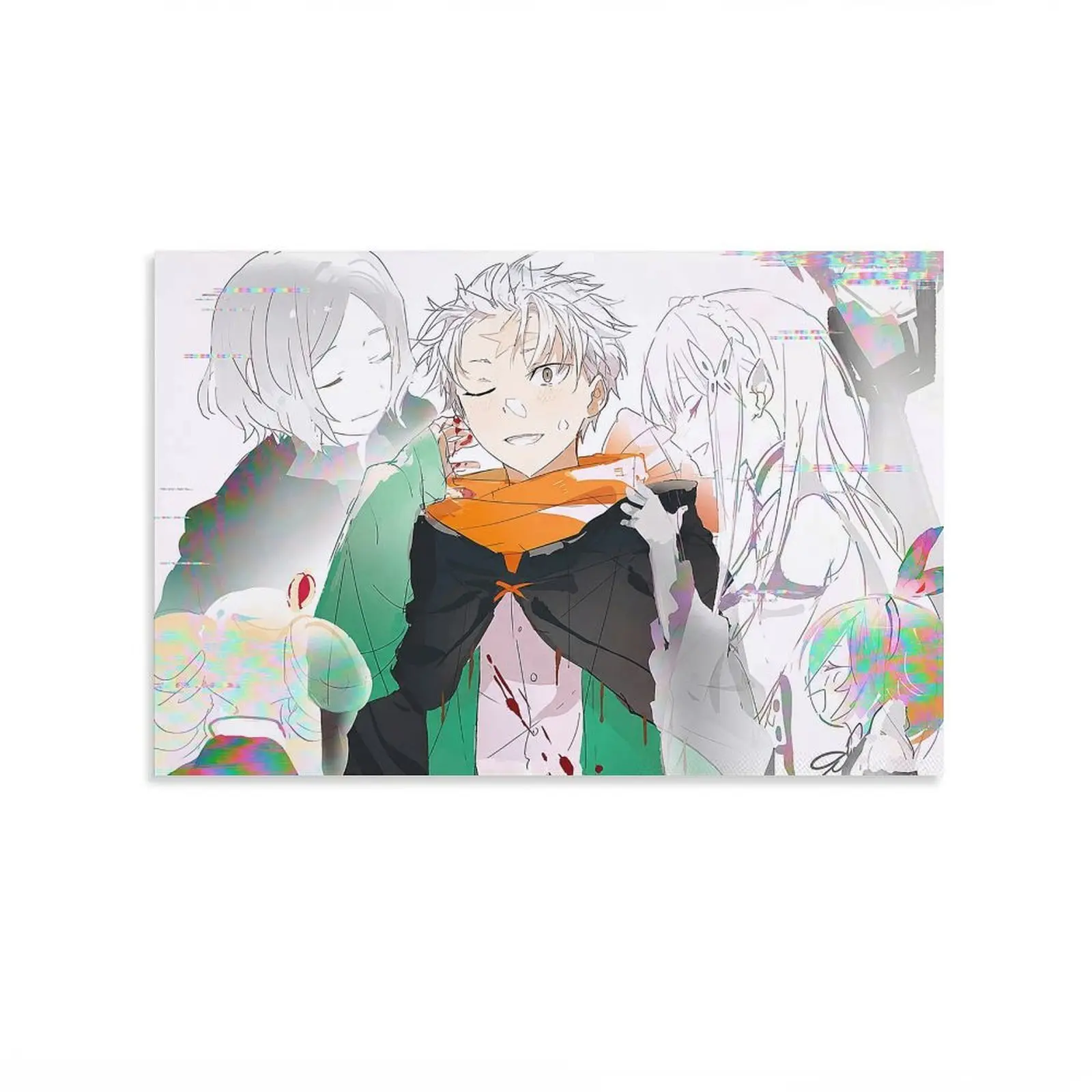 Re Zero Subaru Natsuki & Emilia Canvas Wall Art, Aesthetic Anime Wall Decor Poster for Bedroom, Anime Fan Gift