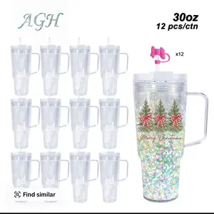 30oz snow globe tumbler with handle