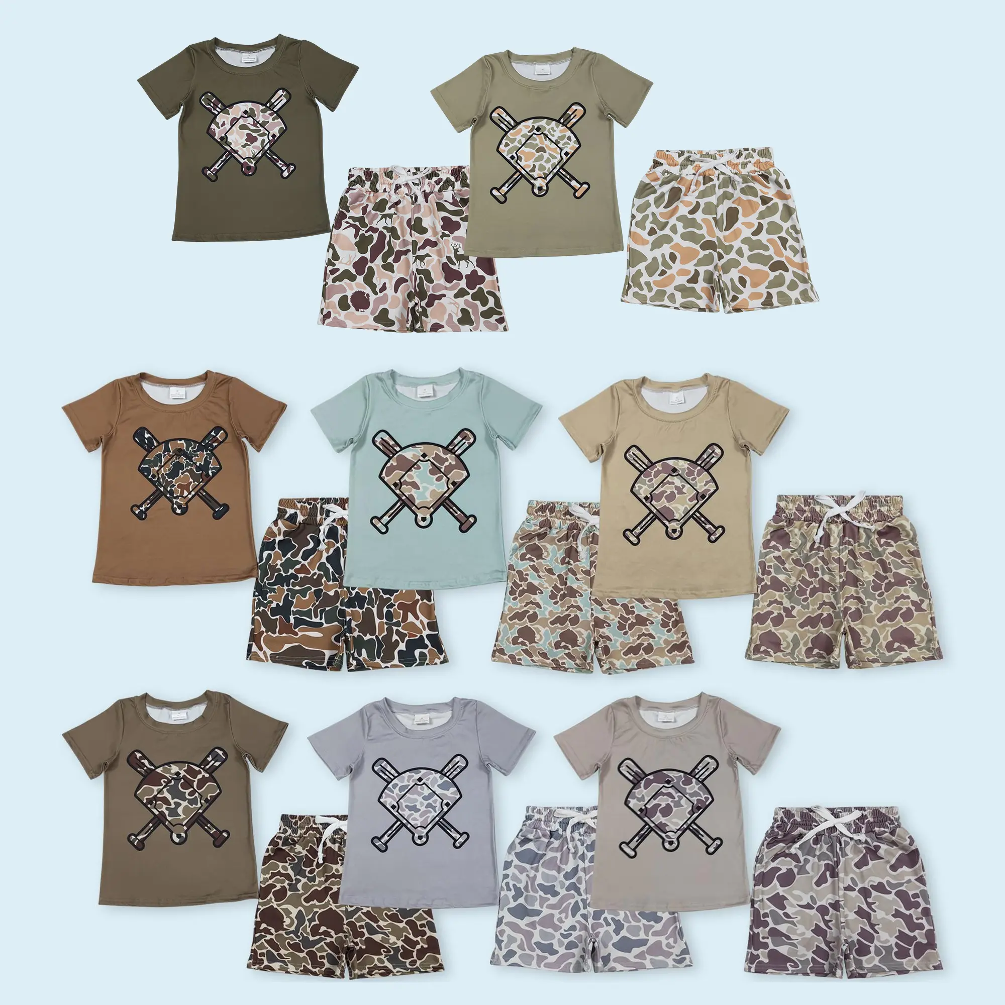 Golf camouflage design kids boy summer matching outfits