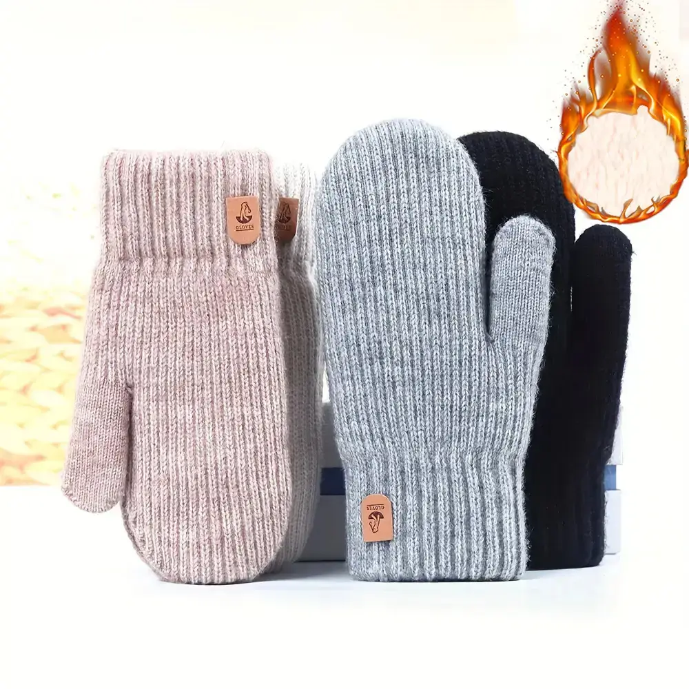 Fleece Lined Winter Mittens Cute Plush Full Cover Thermal Gloves Soft Warm Hand Accessory For Women Daily Outdoor Walks Holiday Parties Multiple Festival Styling Cozy Winter Essential Holiday Gift