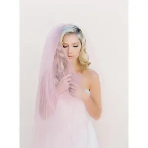 Blush Pink Wedding Veil - Elegant Design for Your Special Occasion #0802