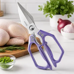 Heavy Duty Large Head Kitchen Shears, Ultra Sharp Stainless Steel Bone Cutting Scissors, Labor-Saving Multi-Purpose Utility Scissors For Chicken Bones, Meat, Herbs, Household Food Prep