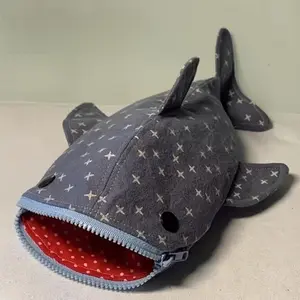 [Shark | Pencils] Cute Shark Pencil Case, Shark Mouth Zipper Pencil Bag | Special Creative Canvas Animal Stationery Bag