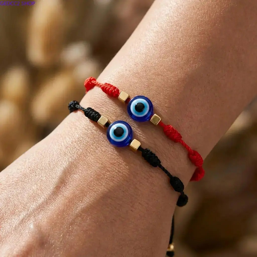 7 Knot Evil Eye Bracelets Set - Unisex Handmade Cotton String Braided Amulet, Adjustable Wrist Wrap Jewelry with Evil Eye Symbolism, Strength & Resilience for Camping, Hiking, Daily Wear