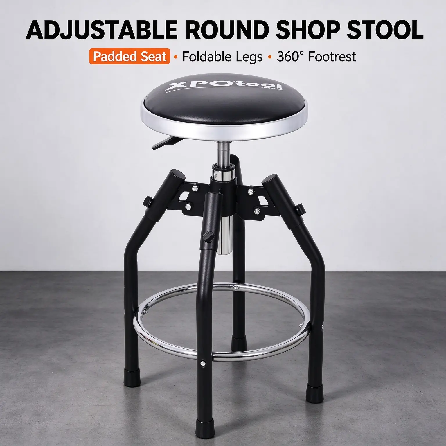 Heavy Duty Hydraulic Mechanic Shop Stool, Adjustable Height 360° Swivel Garage Stool with Foot Rest, Workshop Workbench Stool for Auto Repair