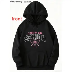 Long Sleeve Senior Hoodie with Pink Coquette Bow – Class of 2026 Unisex Graduation