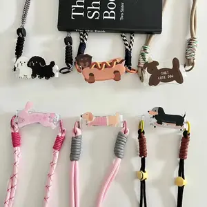 Cartoon Dog Rabbit Phone Crossbody Chain Stand Back Clip Holder Detachable Neck Strap Hanging Rope Adjustable