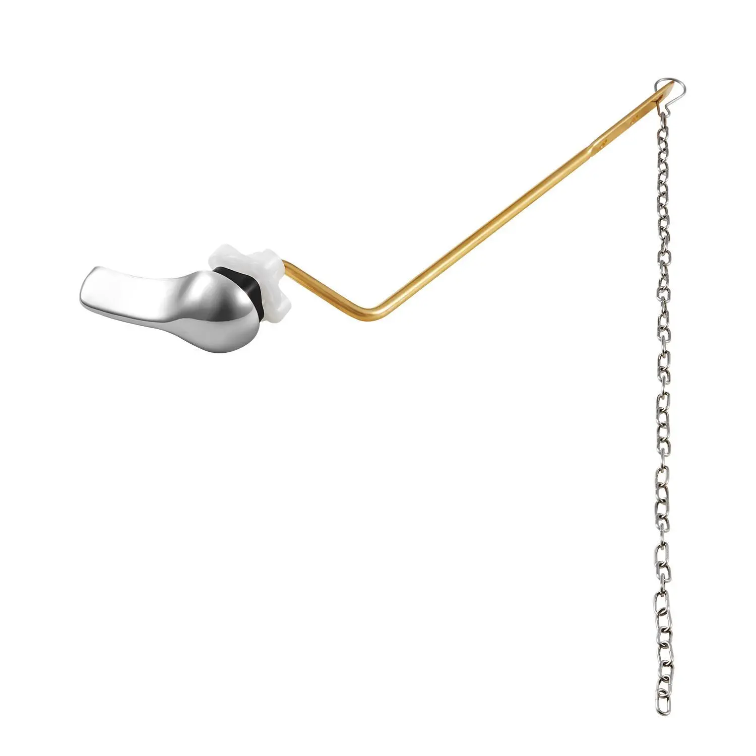 【summerfinds】VEVOR Toilet Handle Replacement Kit, Side Mount Universal Toilet Handle, Toilet Handle Lever with Stainless Steel Flapper Chain, Toilet Flush Handle Fits Various Toilet Tanks, Chrome Finish, Silver