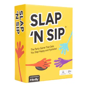 Slap 'N Sip - Drinking Game For Parties - 200 Hysterical Question Cards To See Who Your Real Friends Are - Includes Sticky Hands + Sip Chip