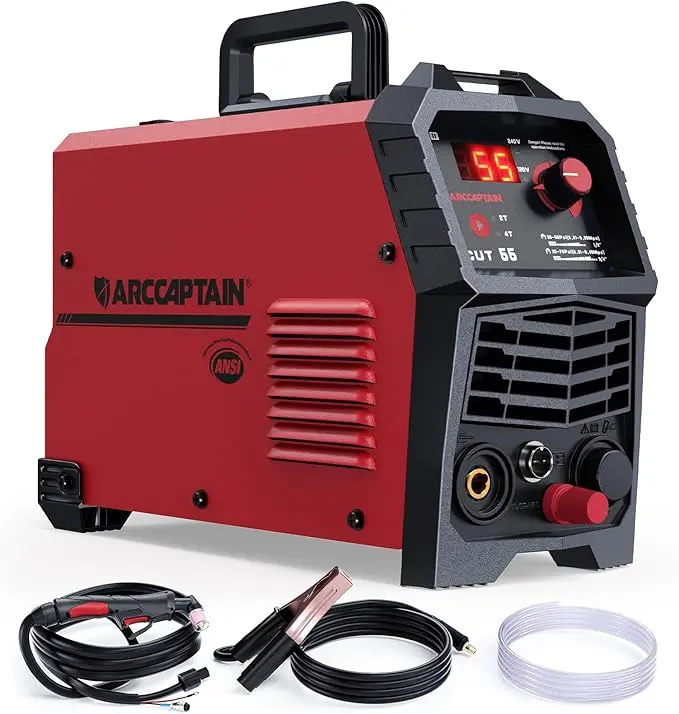 ARCCAPTAIN CUT55LED Plasma Cutter Non-Touch Pilot ARC High Frequency Air Plasma Cutting Machine 120/240V Dual Voltage IGBT Inverter 1/2" Clean Cut Reflow 2T/4T and 1/4" - 18, Digital Welding Machine, Plasma Cutter