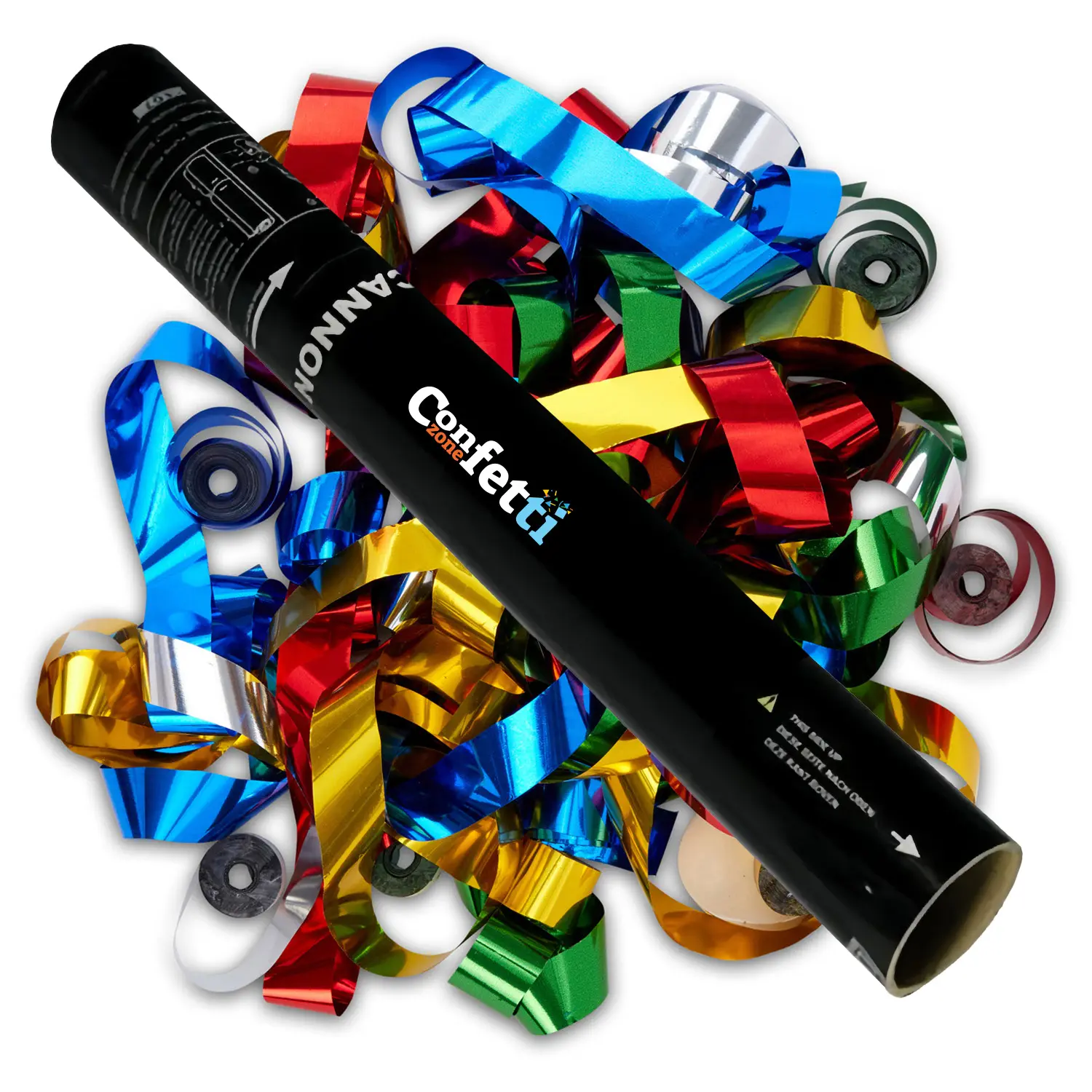 24in Single-Use Handheld Compact Paper Streamer Confetti Cannon - Glossy Reflective Multicolor Metallic, Twist-Launch Safe Festive Party Decor Supply for Happy Birthday, Ceremony Events