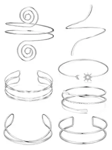 7 Pcs Arm Cuff Jewelry for Women, Upper Arm Cuff Bangle Band, Adjustable Arm Cuff Bracelet, Trendy Bangle, Stackable Bracelets, Fashionable and Stylish Accessory