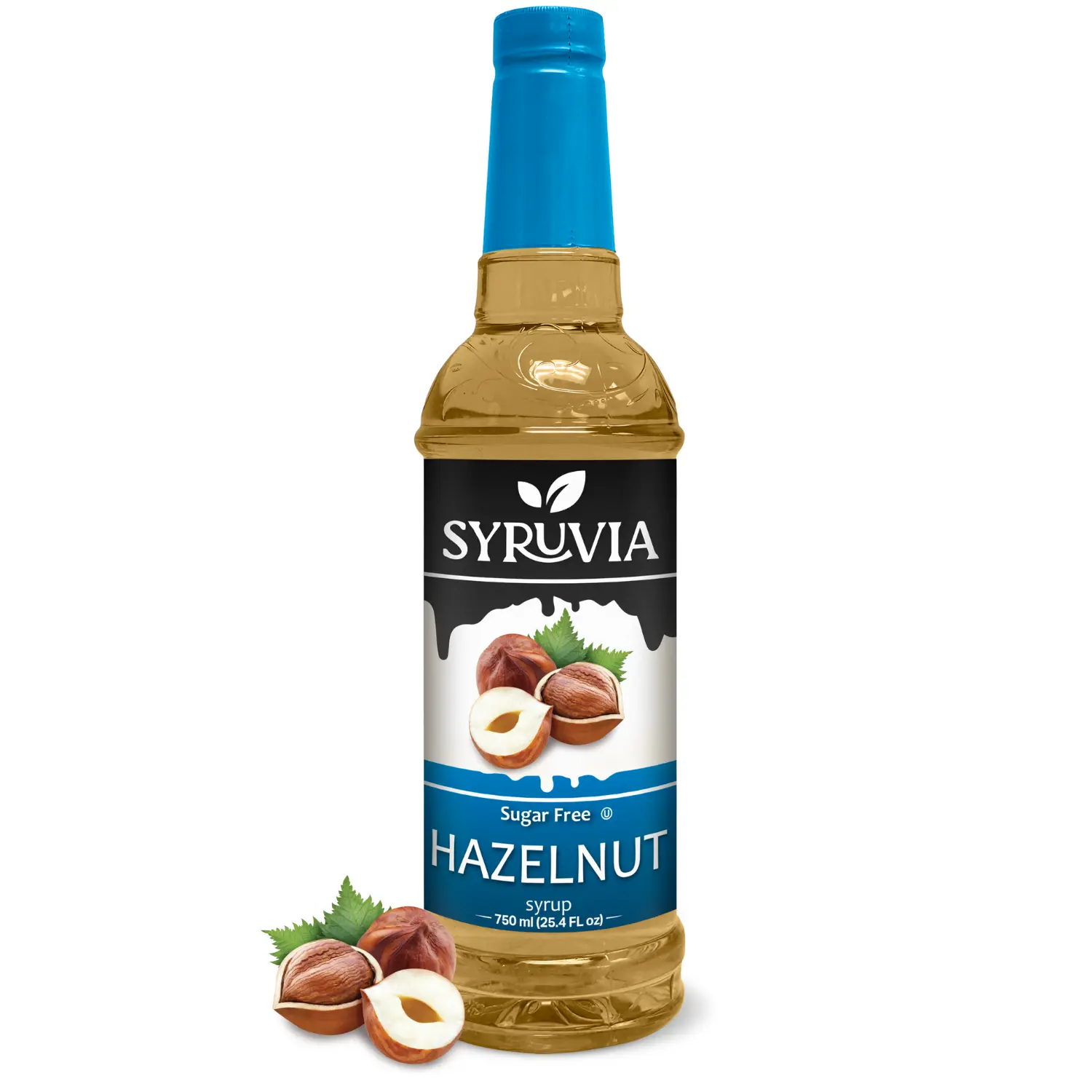 Syruvia No Sugar Added Hazelnut Beverage Syrup - 25.4 fl oz Premium 0-Calorie Syrup, Gluten Free, Kosher, Ideal for Coffee, 0cal Sweet Treat