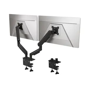 Dual Monitor Stand, Fully Adjustable Gaming Monitor Desk Mount for 17–32″ Computer Screens, Full Motion VESA 75x75/100x100 with C-Clamp & Grommet Base, Each Arm Holds 4.4 to 19.8 lbs