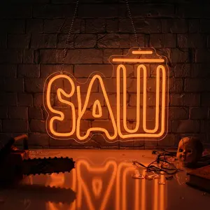 SAW Logo LED Neon Lights, Bright Neon Signs, Perfect for Home, Office, Halloween, Party Wall Decor, Horror Art Decor, Powered By USB