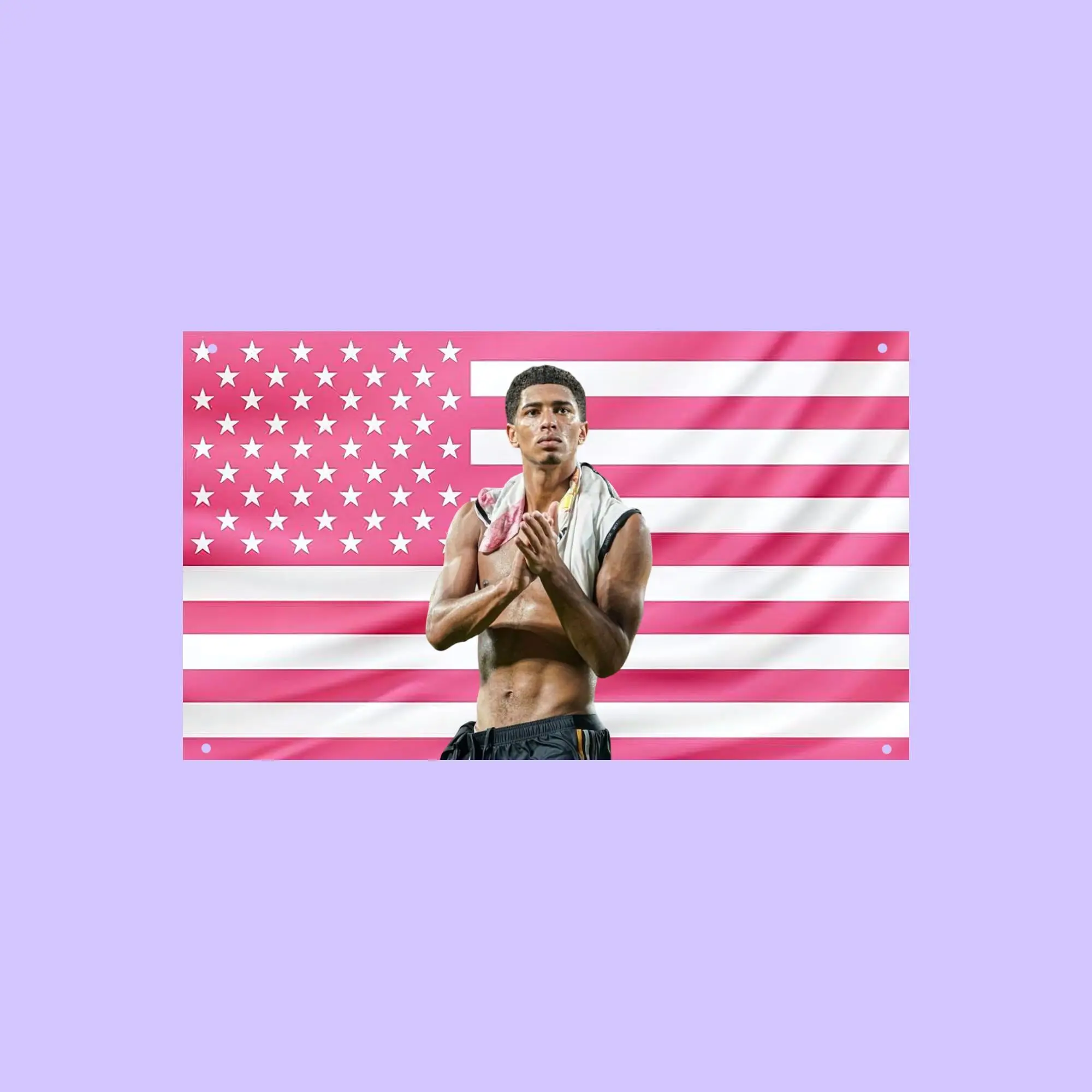 Jude Bellingham Pink US Wall Tapestry Flag, Football Wall Art, Soccer Bedroom Decor, Sports Fan Banner