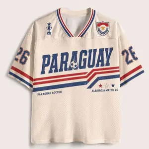 Custom Number Paraguay Inspired Soccer Jersey, Retro Red White Style Shirt, Personalized Number Jersey, Paraguayan Fan Gift